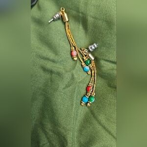 Elegant Gold and Multicolor Beaded Earrings